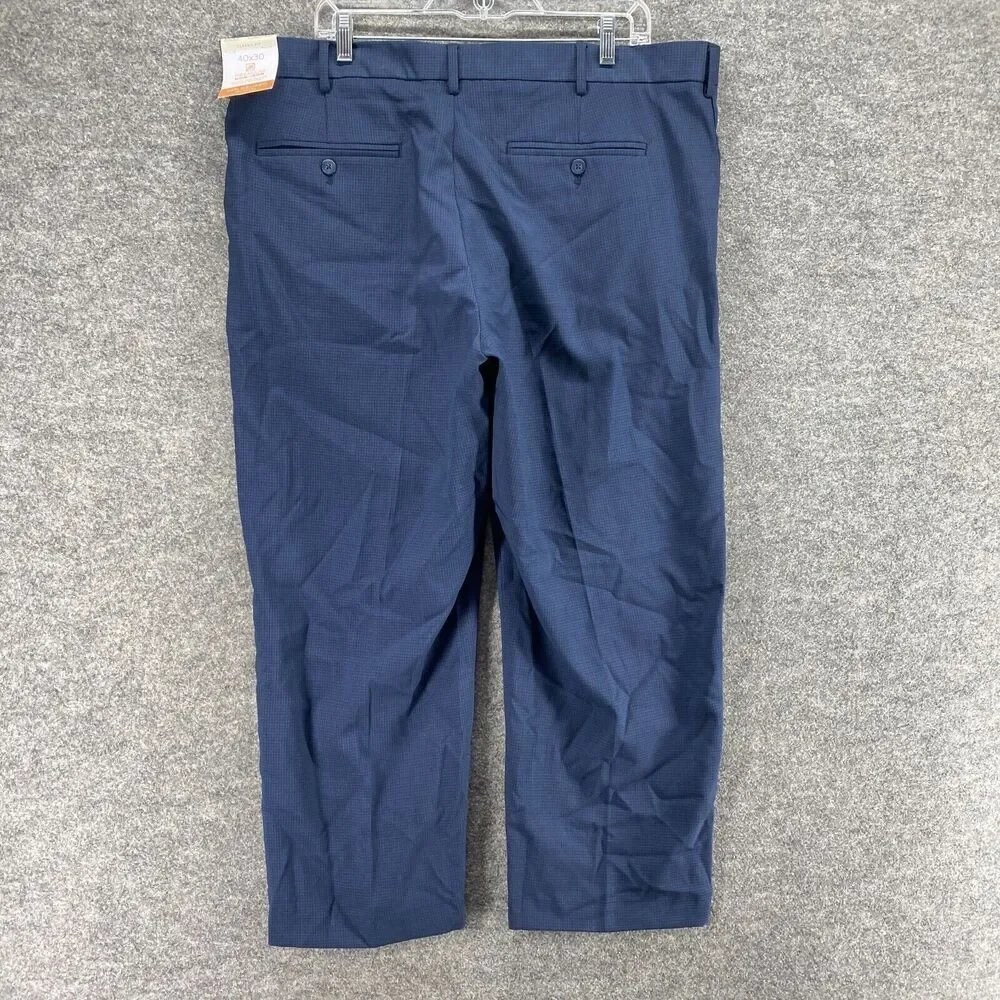 New Van Heusen Dress Pants Men 40*30 Blue Mid Rise Pleated Classic Fit Straight